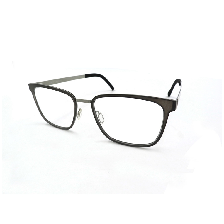 Metal gris Marco cuadrado negro Gafas ópticas Marcos de anteojos de titanio Fabricantes Tienda de fábrica de espectáculos