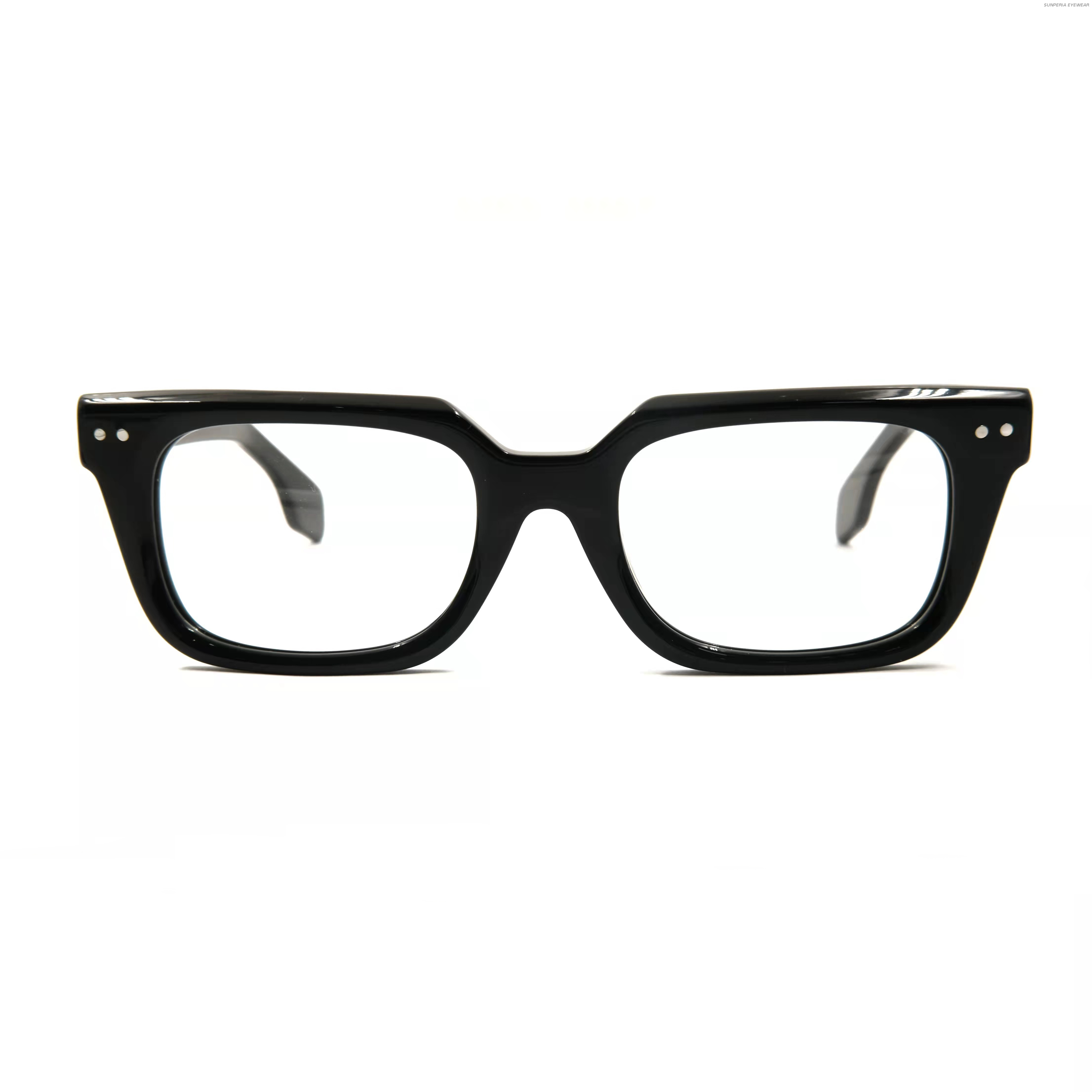 Marcos de gafas Fabricantes Marcos ópticos cuadrados Marco de anteojos de acetato negro Proveedores