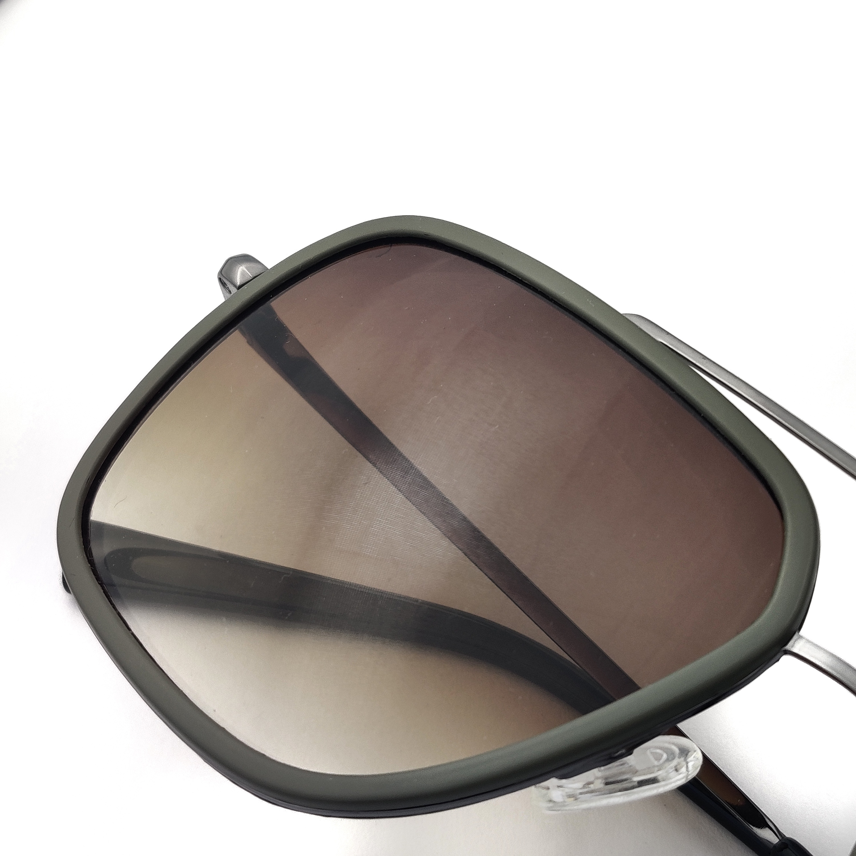 Acetato de metal Marco doble Café Lente degradada Gafas de sol Compañías de anteojos en línea Fabricantes de anteojos