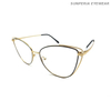 Marcos ópticos de moda de acero inoxidable dorado Marcos ópticos de gafas de ojo de gato