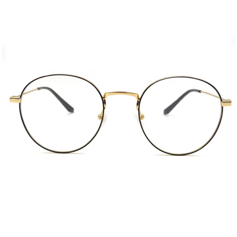 Diseño de tendencia de moda Gafas ópticas Marco ovalado Gafas ligeras Metal dorado en blanco