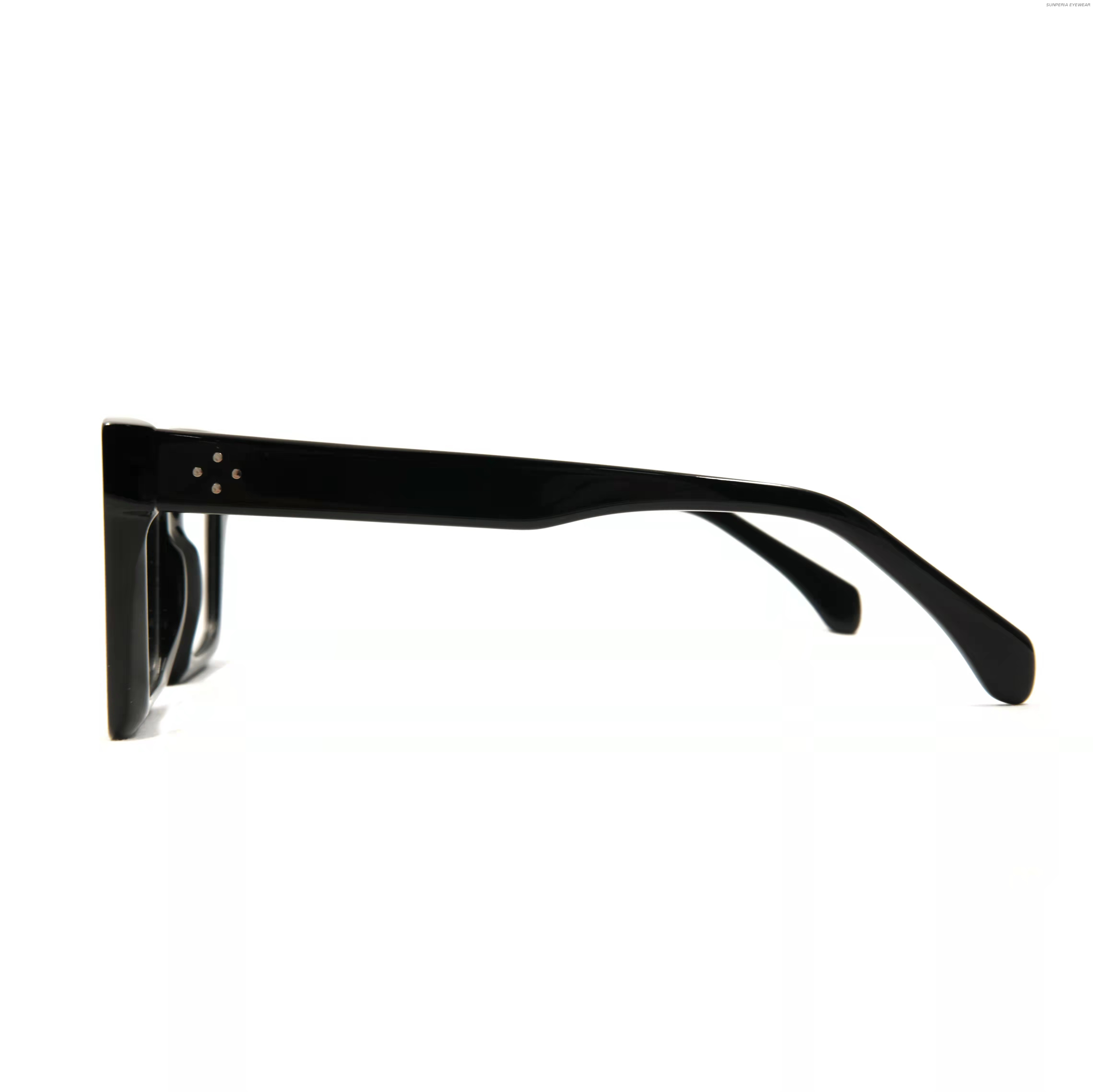 Monturas cuadradas de acetato negro para gafas Sunperia Gensun Fabricante de gafas ópticas Proveedores de monturas ópticas